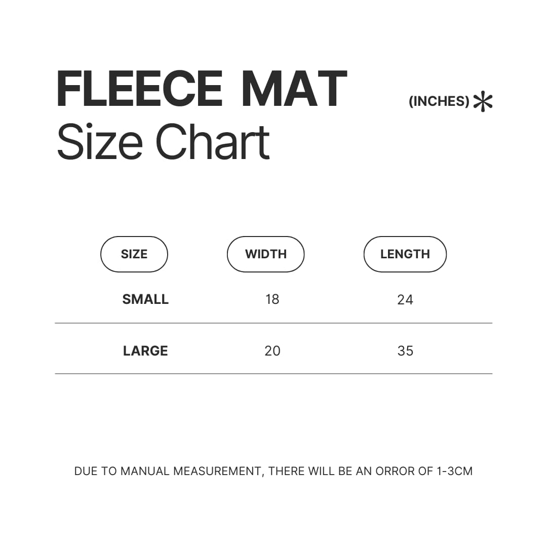 Fleece Mat Size Chart - Toradora Merch