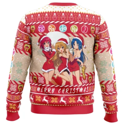 Christmas Girls Toradora Ugly Christmas Sweater BACK mockup - Toradora Merch
