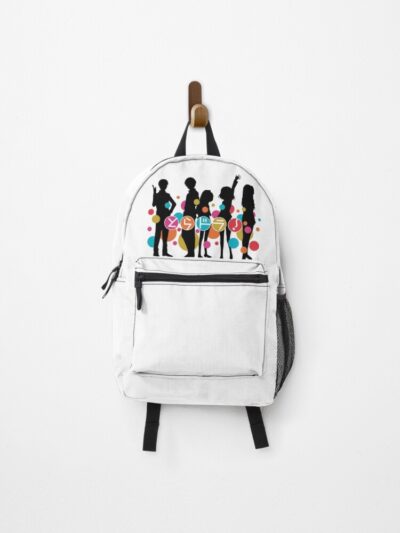 Silhouettes Of Toradora Anime Characters In Black With Multicolored Bubbles Backpack