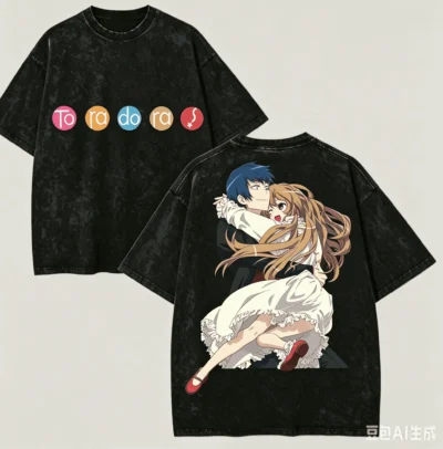 Toradora Modern Print Mineral Wash T Shirt